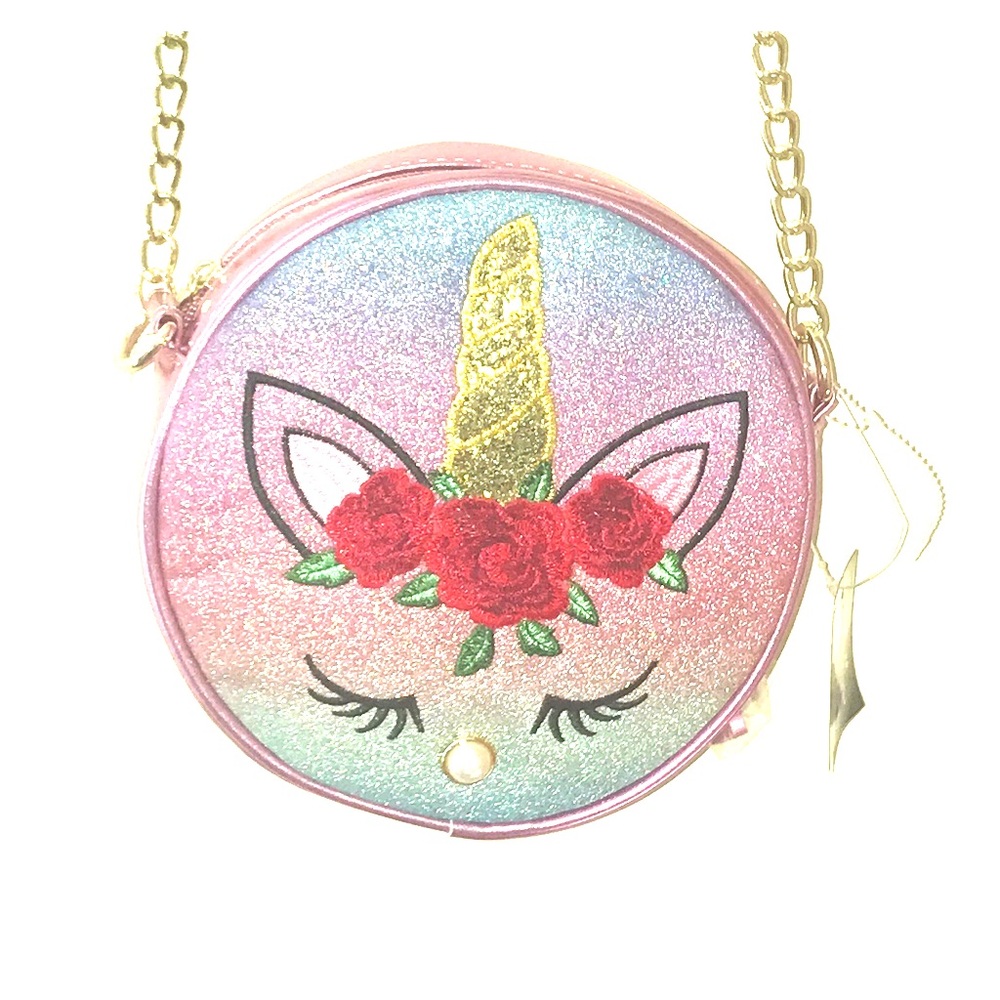 - New Claire’s round unicorn purse embroidered crossbody